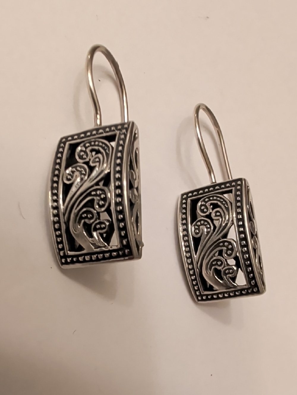Silpada Sterling Silver Filigree Drop Earrings - Black Accents